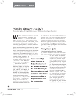ALAN v37n2 - &ldquo;Similar Literary Quality&rdquo;: Demystifying the AP English