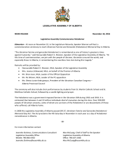 Legislative Assembly Commemorates Holodomor