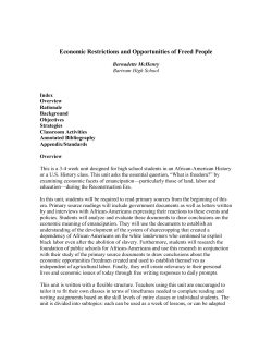 Economic Restrictions and Opportunities of Freed People
