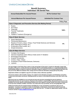 Benefit Summary Individual 100 Dental Plan