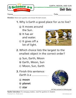 Earth, Moon, and Sun&mdash;Unit Quiz