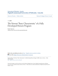 The Newest &ldquo;Basic Characteristic&rdquo; of a Fully Developed Honors