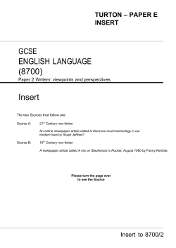 GCSE ENGLISH LANGUAGE (8700) Insert