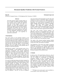 Document Quality Prediction with Textual Features