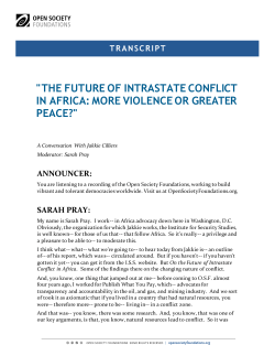 "THE FUTURE OF INTRASTATE CONFLICT IN AFRICA: MORE