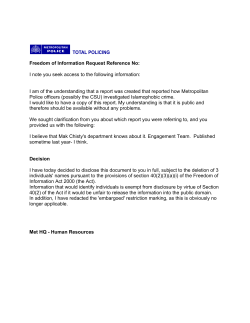 Met HQ - Human Resources - Report on how the MPS