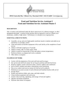 Food and Nutrition Service Assistant I