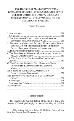 Decline of Mandatory Physical Education in Grade Schools