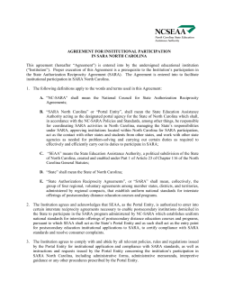 Agreement for Institutional Participation in SARA North