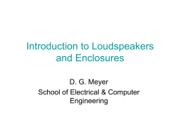 Introduction to Loudspeakers and Enclosures