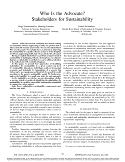 Stakeholders for Sustainability - Software and Systems Engineering