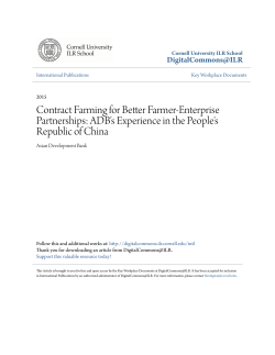 Contract Farming for Better Farmer-Enterprise Partnerships: ADB`s
