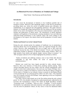An Historical Overview of Dentistry in Trinidad and