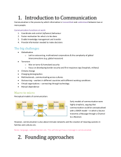 1. Introduction to Communication 2. Founding approaches