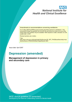 Depression: management of depression in primary and secondary