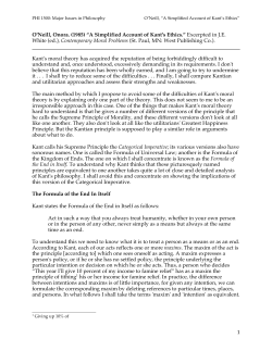A Simplified Account of Kant`s Ethics.