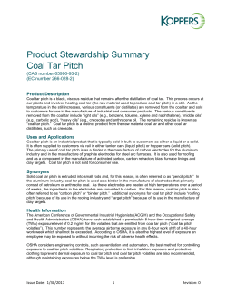 Coal Tar Pitch Product Stewardship Summary