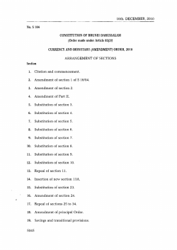 16th. DECEMBER, 2010 No. S 104 CONSTITUTION OF BRUNEI