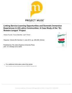 Linking Service-Learning Opportunities and Domestic Immersion