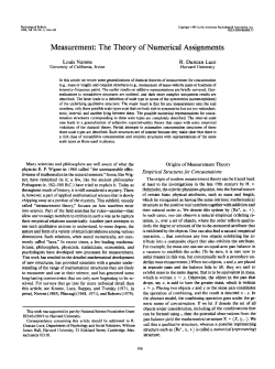 Measurement: The Theory of Numerical Assignments