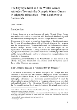 The Olympic Ideal and the Winter Games Attitudes Towards the