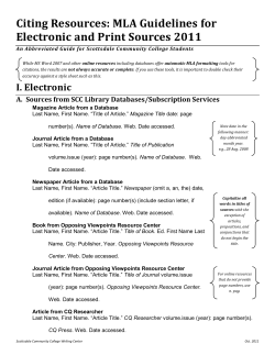 Citing Resources: MLA Guidelines for Print and