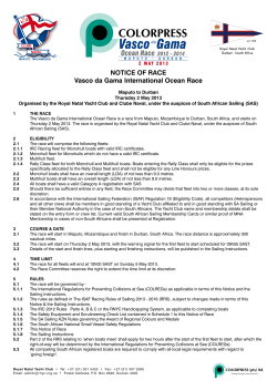 NOTICE OF RACE Vasco da Gama International Ocean Race