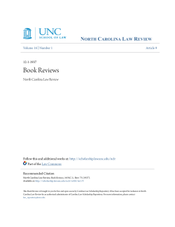 Book Reviews - Carolina Law Scholarship Repository