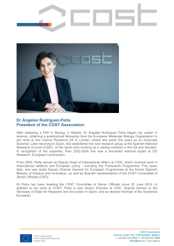Dr &Aacute;ngeles Rodr&iacute;guez-Pe&ntilde;a President of the COST Association
