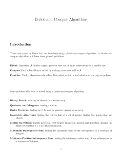 Divide and Conquer Algorithms