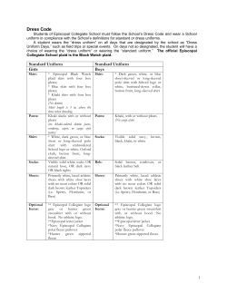 Dress Code Standard Uniform Standard Uniform Girls Boys