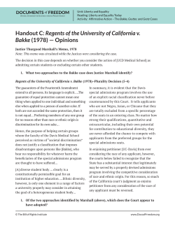 Handout C: Regents of the University of California v. Bakke (1978