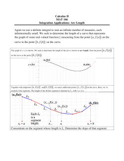 Calculus II MAT 146 Integration Applications: Arc Length Again we