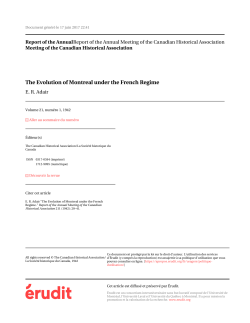 The Evolution of Montreal under the French Regime