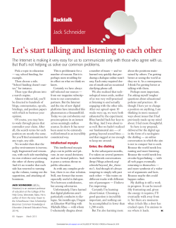 Let`s start talking and listening to each other