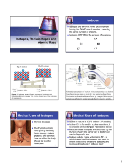 Isotopes Radioisotopes Atomic Mass (Spring 2013)