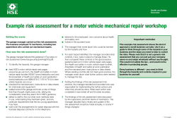 Example risk assessment: Motor vehicle mechanical repair workshop