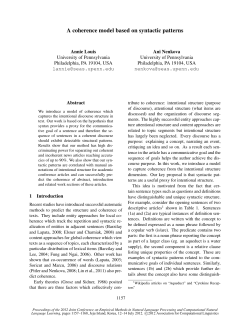 A Coherence Model Based on Syntactic Patterns