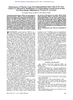 Maintenance of Murine Long-Term Repopulating Stem Cells in Ex