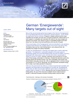 German `Energiewende`: Many targets out of sight