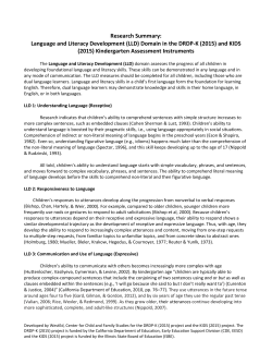 LLD Research Summary