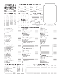 Wild West Call of Cthulhu Character Sheet