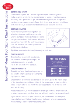 homyped Men`s Foot Sizing Chart Instructions