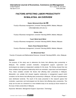 factors affecting labor productivity in malaysia: an overview