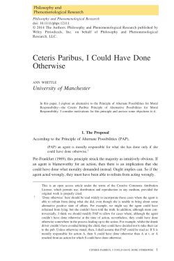 Ceteris Paribus, I Could Have Done Otherwise