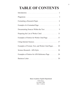 TABLE OF CONTENTS