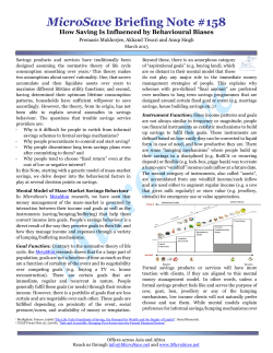 How Saving Is Influenced by Behavioural