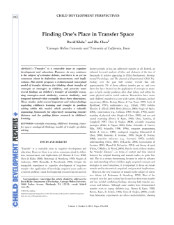 Finding One`s Place in Transfer Space - Psychology