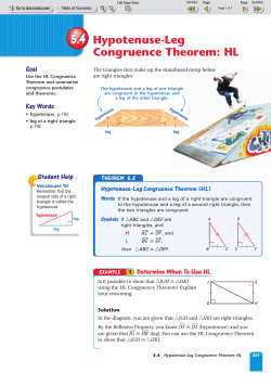 5.4 Hypotenuse-Leg Congruence Theorem: HL