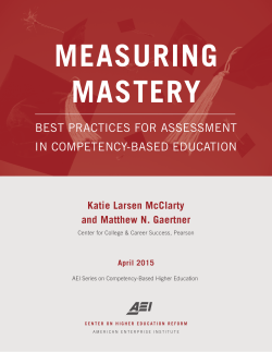 BEST PRACTICES FOR ASSESSMENT IN COMPETENCY